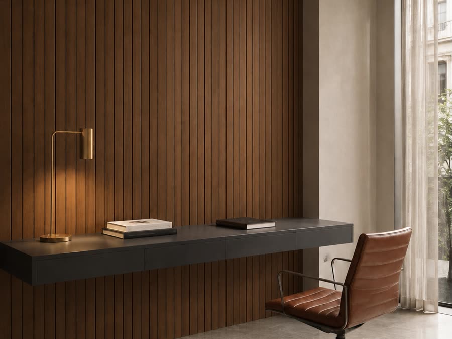 ÇağHan uygulama — ahşap lambri çalışma alanı
